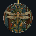 Vintage dragonfly design romantic boho botanical  ceramic tree decoration<br><div class="desc">Immerse yourself in the enchanting allure of this elegant boho bohemian dragonfly artwork, where nature's elegance meets timeless artistry. Set against a lush forest backdrop, this exquisite piece captures the serene beauty of a lush woodland, rich with intricate details of flora and towering trees. The dragonfly, adorned with delicate, wistful...</div>