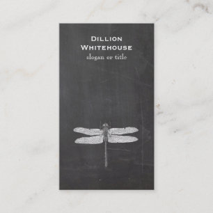 Vintage Dragonfly Etching Nature Black Business Card