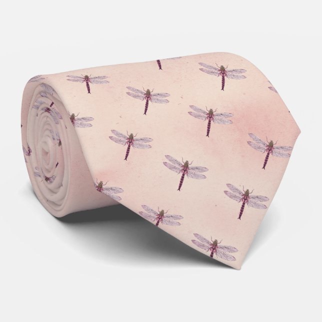 Vintage Dragonfly Floral Neck Tie (Rolled)