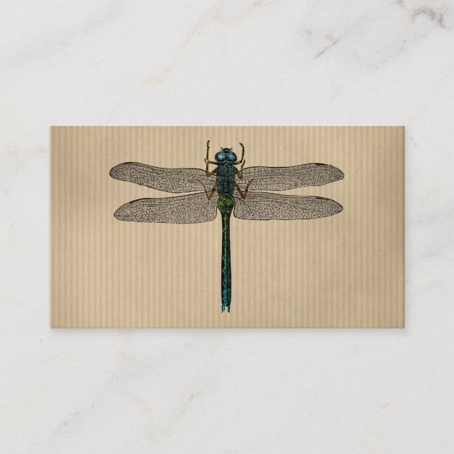 Vintage Dragonfly Illustration Business Card (Front)