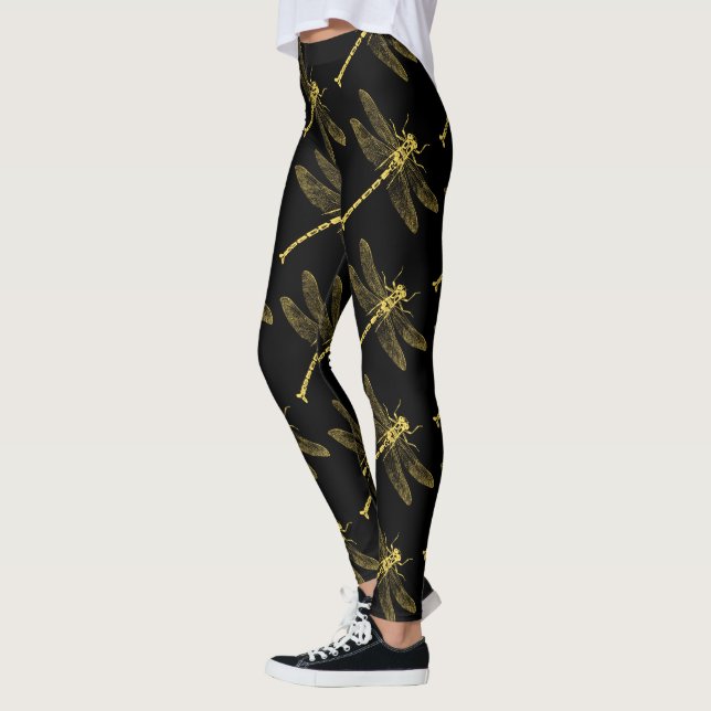 Vintage Dragonfly Illustration II Leggings (Left)