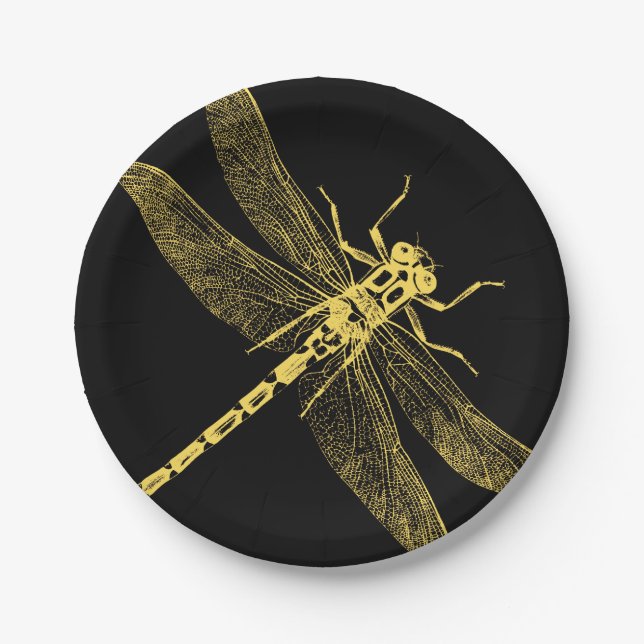 Vintage Dragonfly Illustration II Paper Plate (Front)