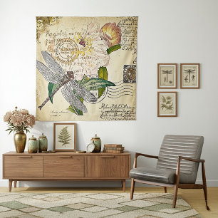 Vintage dragonfly mail tapestry