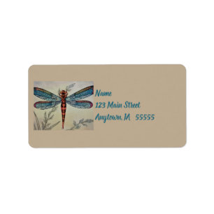 Vintage Dragonfly No. 1 and Grass Watercolor Art Label