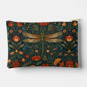 Vintage dragonfly orange floral greenery boho chic accessory pouch