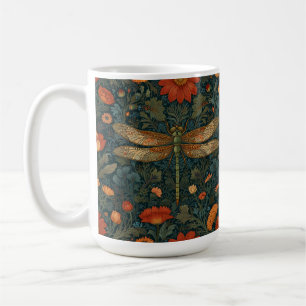 Vintage dragonfly orange floral greenery boho chic coffee mug