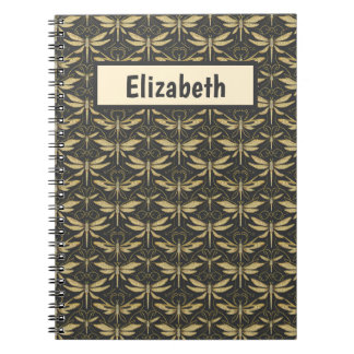 Vintage Dragonfly Pattern Personalised  Notebook