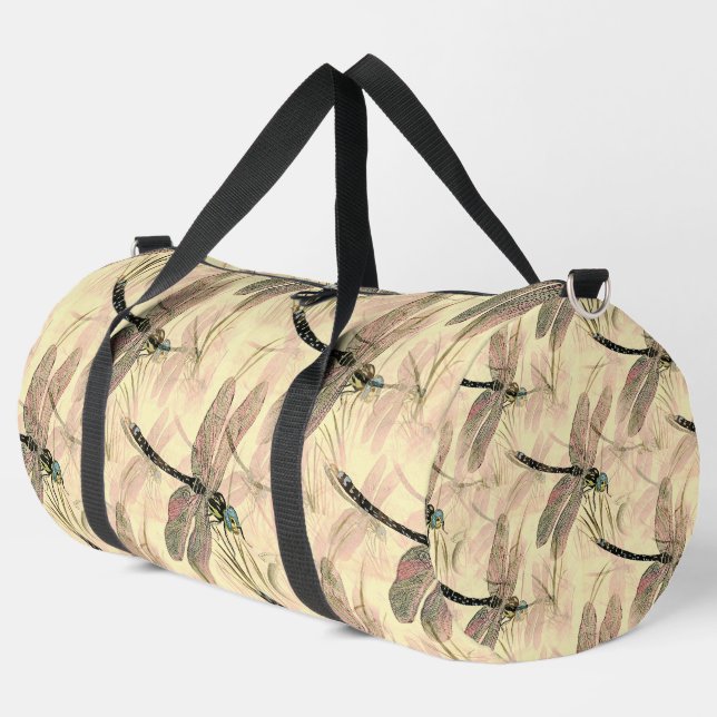 Vintage Dragonfly Print  Duffle Bag (Left Corner)