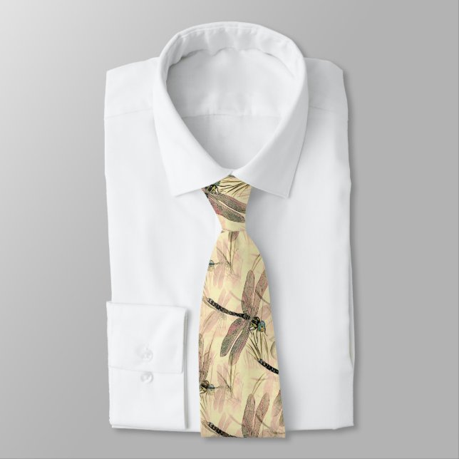 Vintage Dragonfly Print  Tie (Tied)