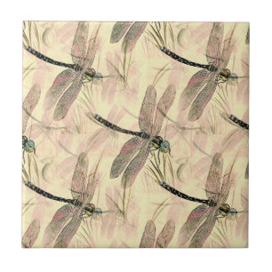 Vintage Dragonfly Print Tile