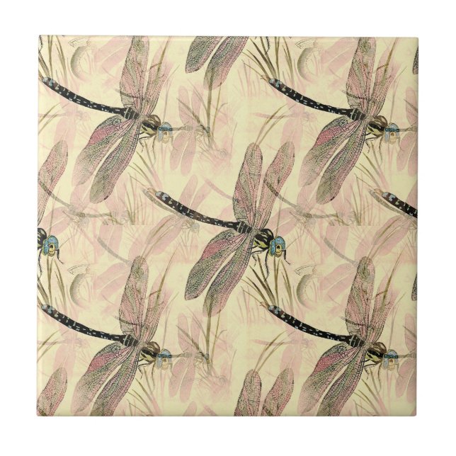 Vintage Dragonfly Print  Tile (Front)