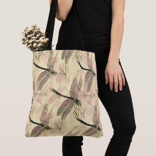 Vintage Dragonfly Print Tote Bag