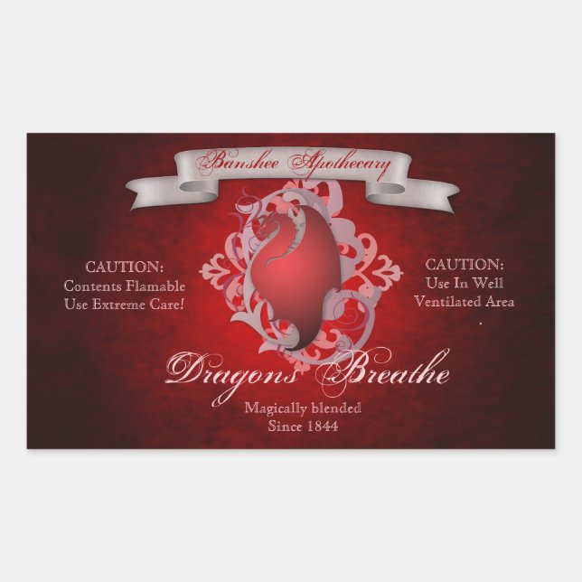 Vintage Dragons Breathe Halloween Bottle Stickers (Front)