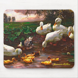 Vintage Drake With White Ducks & Yellow Ducklings Mouse Mat