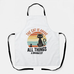 Vintage Dramatic Cat Humour Shirt Design_1 Apron