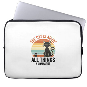 Vintage Dramatic Cat Humour Shirt Design_1 Laptop Sleeve