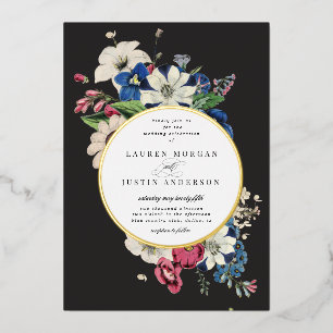 vintage dramatic floral square Wedding Invitation