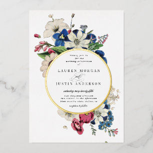 vintage dramatic floral square Wedding Invitation 