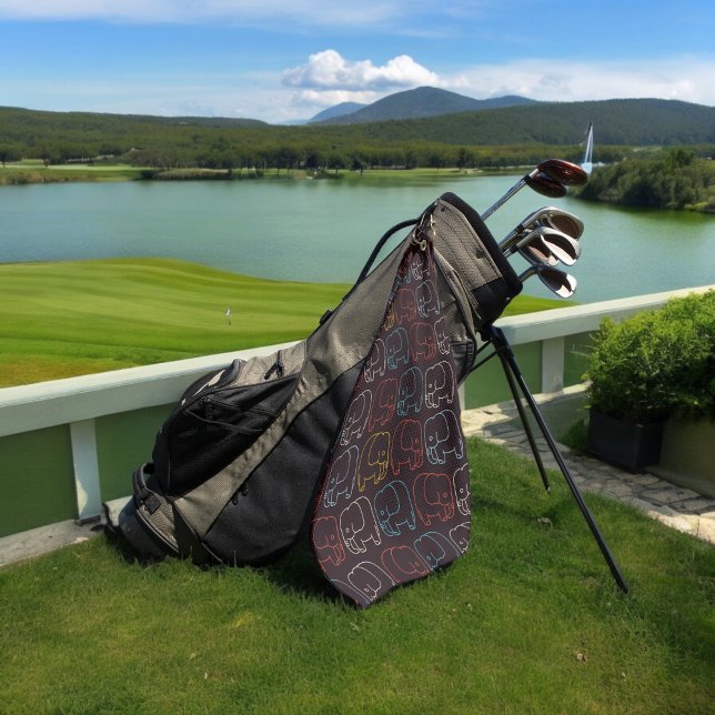 vintage draw elephants golf towel (golf towel)
