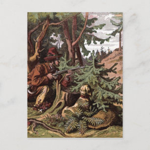 Vintage Drawing: A Hunter and his Dog Postcard