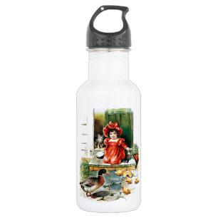 Vintage Drawing: A Treat for the Ducklings 532 Ml Water Bottle