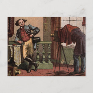 Vintage Drawing: Antique Photographer Postcard