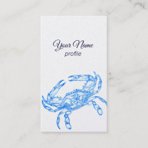 Vintage drawing - blue  crab   - Business Card