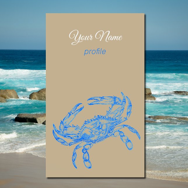 Vintage drawing - blue  crab no2   - Business Card (Creator Uploaded)