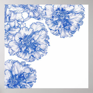 Vintage drawing carnation border poster