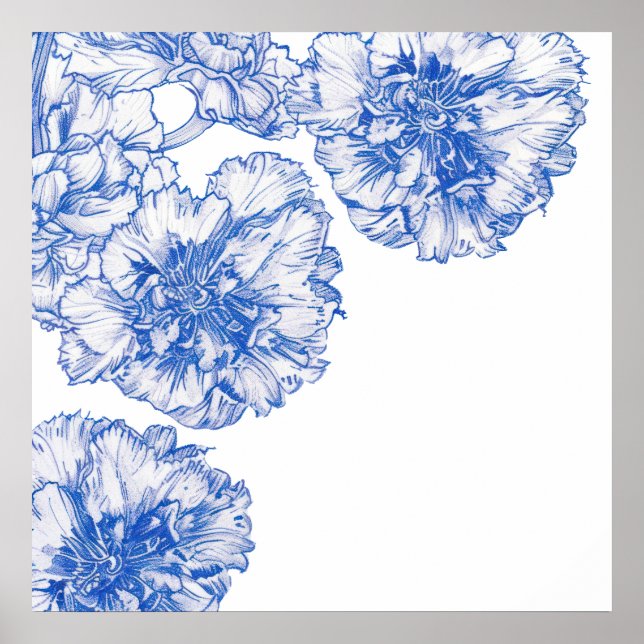 Vintage drawing carnation border  poster (Front)
