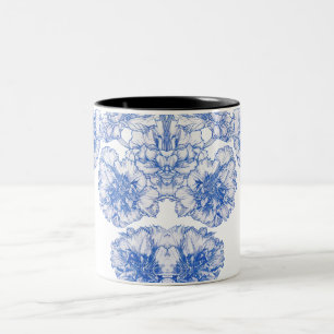 Vintage drawing carnation border Two-Tone coffee mug