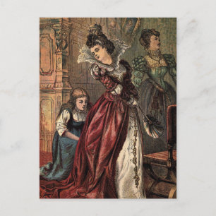 Vintage Drawing: Cinderella and the Evil Sisters Postcard