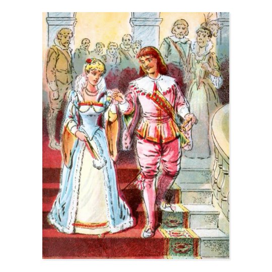 Vintage Drawing: Cinderella and the Prince Postcard
