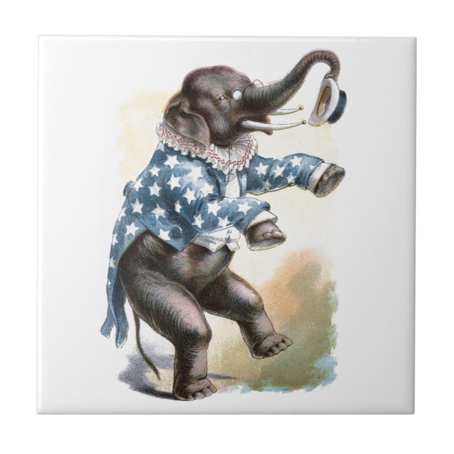 Vintage Drawing: Circus Elephant Tile (Front)