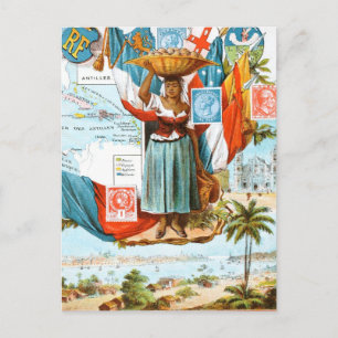 Vintage Drawing: Netherlands Antilles Postcard