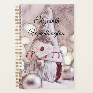 Vintage Drawing of a Pink Gnome on snow Planner