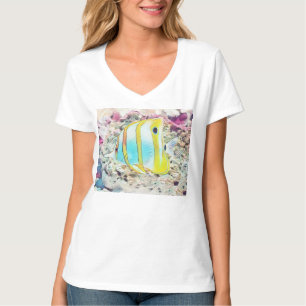 Vintage Drawing of Blue Yellow Fish in Sea T-Shirt