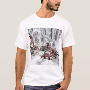 Vintage Drawing of Gnomes in the Snow T-Shirt
