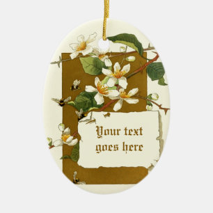 Vintage drawing of white flowers ornament