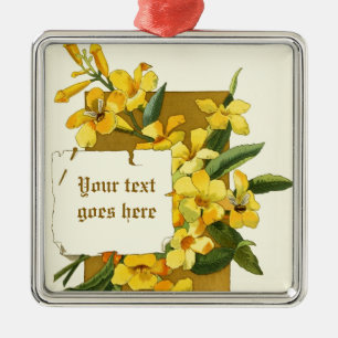 Vintage drawing of yellow jasmine ornament