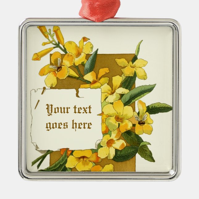 Vintage drawing of yellow jasmine ornament (Front)