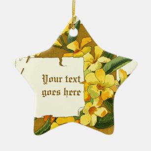 Vintage drawing of yellow jasmine ornament