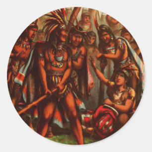 Vintage Drawing: Pocahontas, The Indian Princess Classic Round Sticker