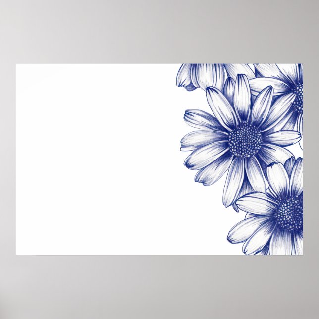 Vintage drawing purple daisy poster (Front)