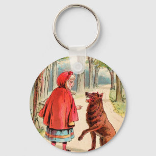 Vintage Drawing: Red Riding Hood and the Wolf Key Ring