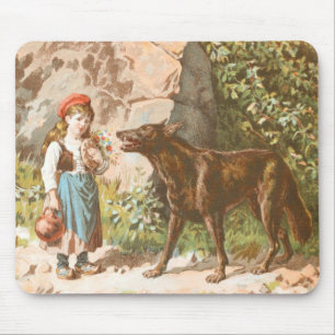Vintage Drawing: Red Riding Hood and the Wolf Mouse Mat