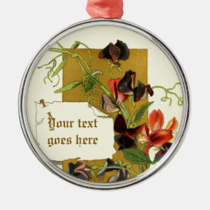 Vintage drawing red sweet pea ornament