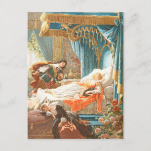 Vintage Drawing: Sleeping Beauty Postcard