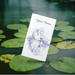 Vintage drawing - Swan reflection - Business Card