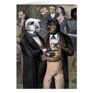 Vintage Drawing: The Cats Teaparty